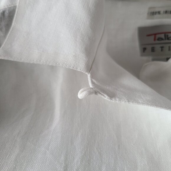 TALBOTS 100% IRISH LINEN TOP- WHITE-SIZE 8 PETITE- FRONT POCKET - Picture 4 of 13